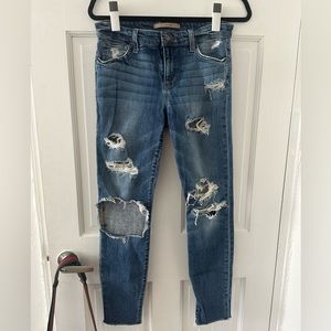 lightly worn ripped ankle joes jeans stretchy and skinny size 27